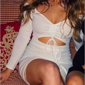 White Off-Shoulder White Tied Dress